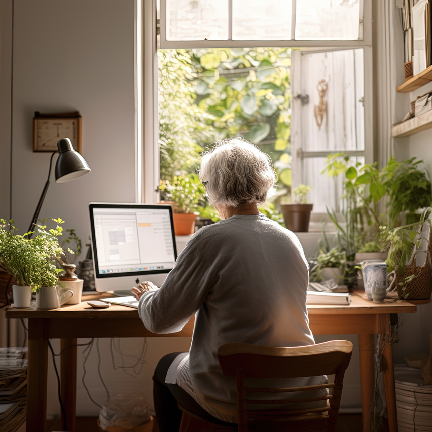 a person looking at a laptop